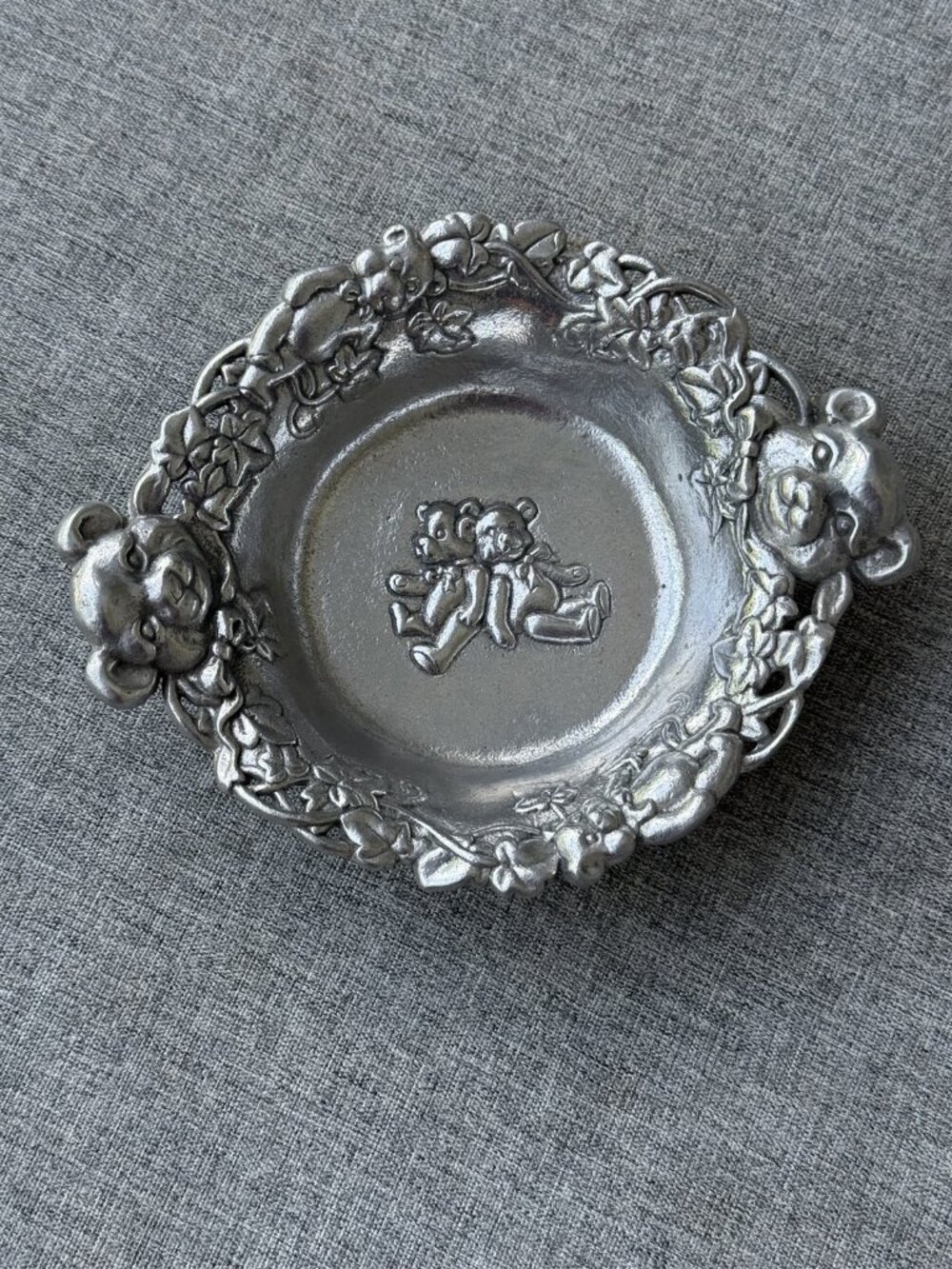 Arthur's Court Teddy Bear Pewter Bowl Dish